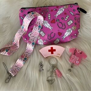 👩🏻‍⚕️ NEW Pink Nurse Gift Set with Makeup Bag, Keychain and Hair Clip